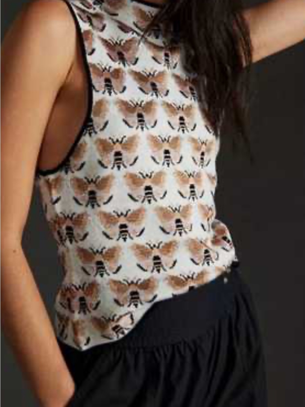 Sarah Gordon x Maeve Anthropologie Moth Jacquard Sweater Vest Top L
